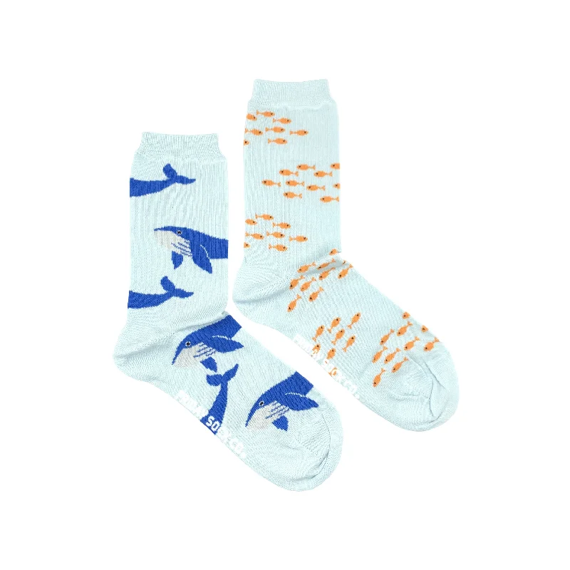 Luxury wool socks-Women's Fish & Blue Whale Socks