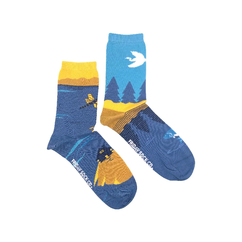 Non-slip socks with comfort-Women's Great Lakes Canadian Landscape Socks