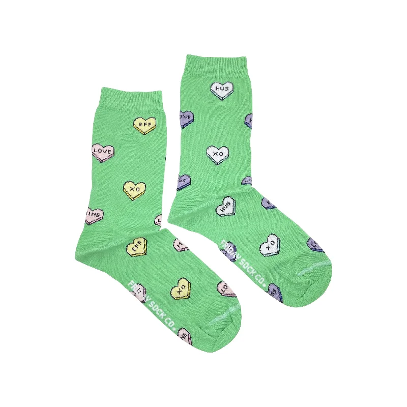 Designer cotton socks-Women's Green Candy Heart Socks