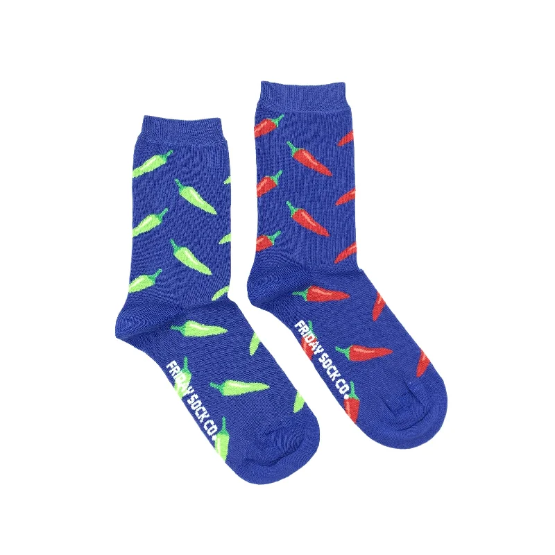 Socks with cozy fleece-Women's Green & Red Chili Pepper Socks