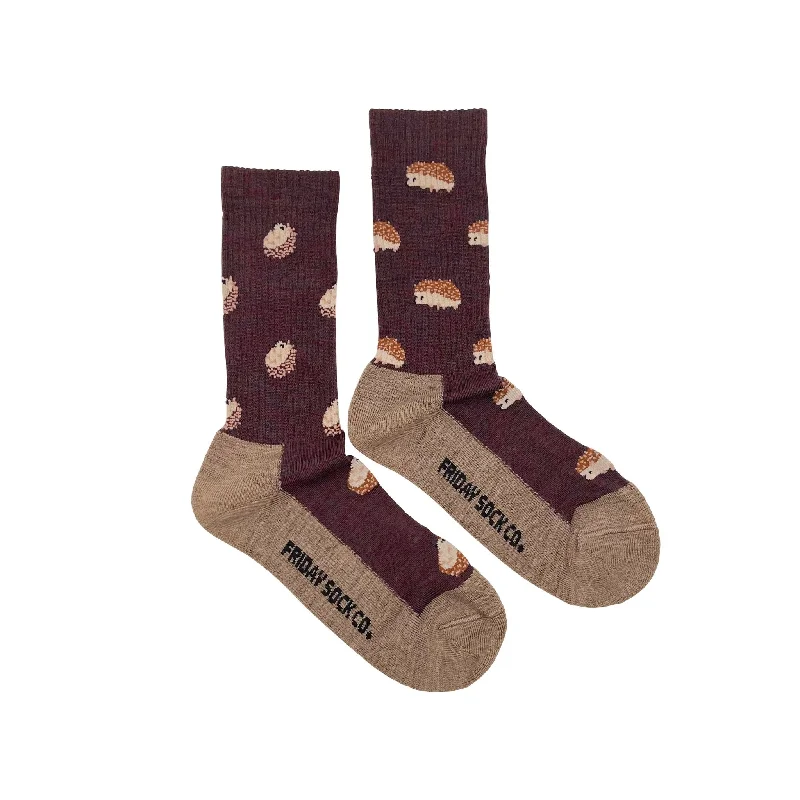 Floral wool socks-Women's Hedgehog Wool Socks