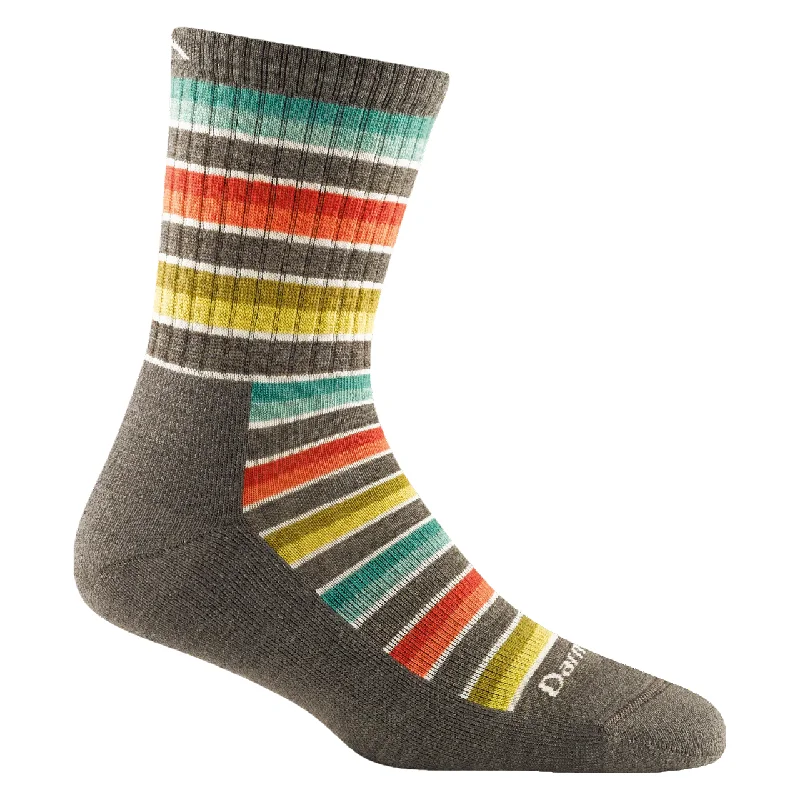 Socks with bamboo softness-Women's Hiker Decade Stripe Micro Crew Midweight Taupe