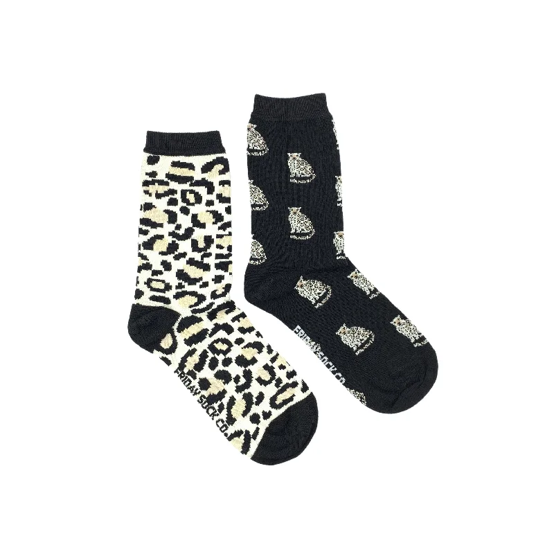 Socks with breathable mesh-Women's Leopard & Leopard Spots Socks