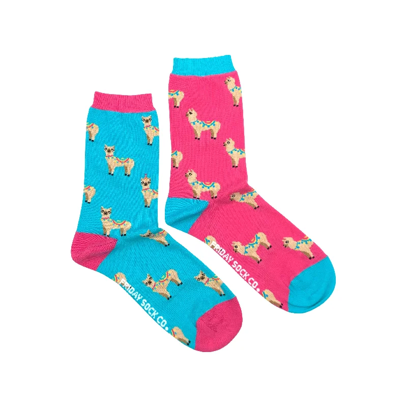 Socks with holiday stars-Women's Llama Socks