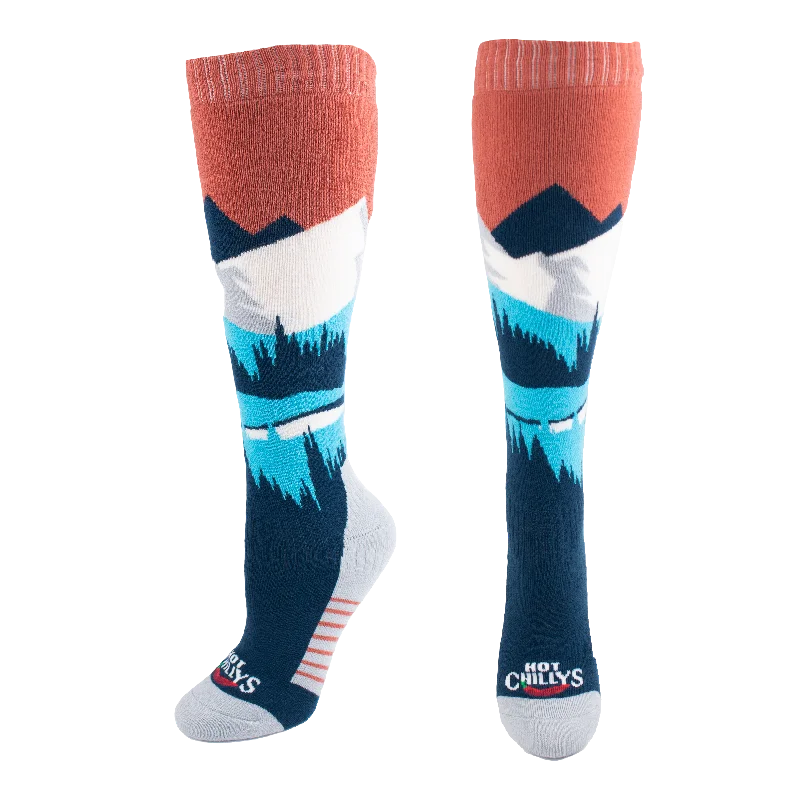 Red knit socks-Women's Mid Volume Sock - Mountains