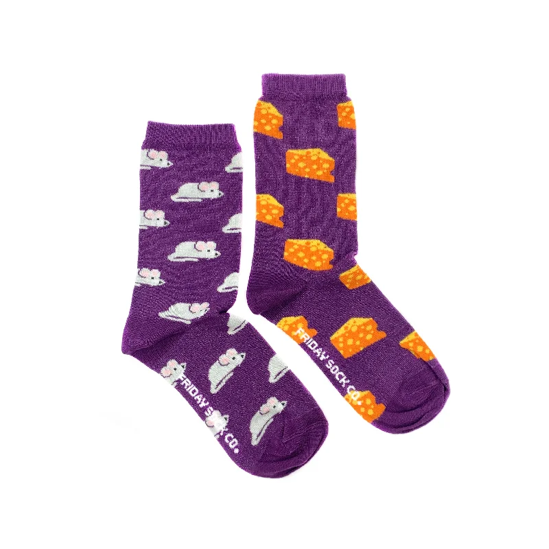 Socks with silk trim-Women's Mouse & Cheese Socks