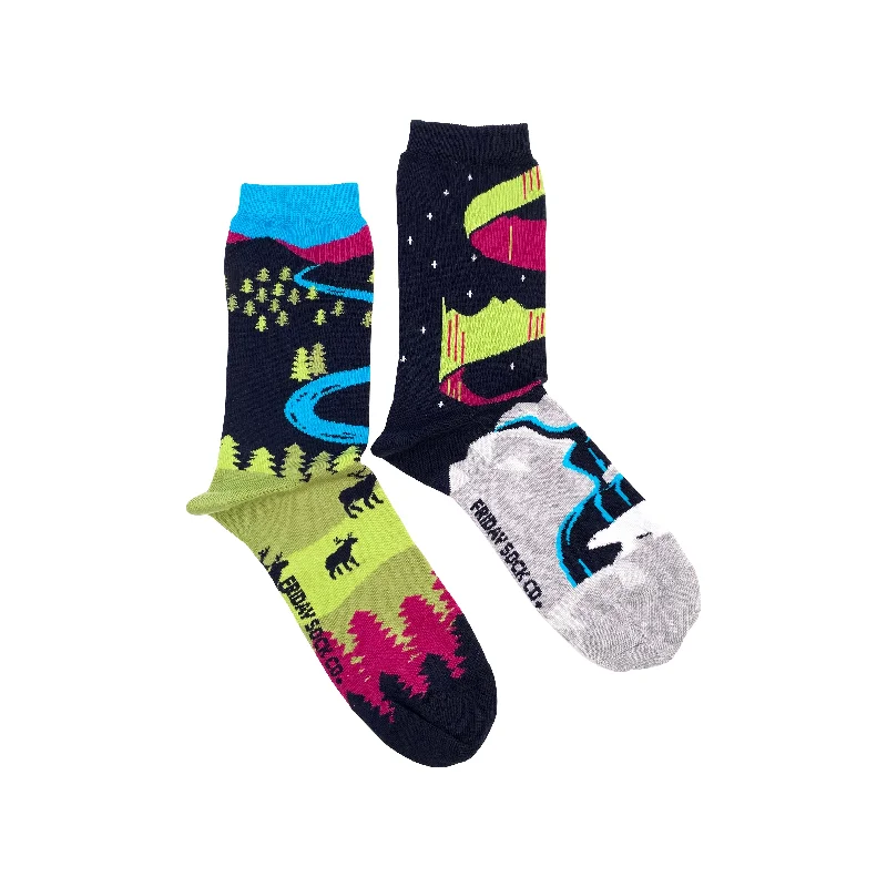 Blue cotton socks-Women's Northern Canada Landscape Socks