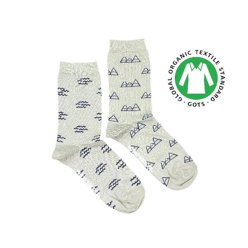 Blue thermal socks-Women's Organic Cotton Mountain & Wave Socks