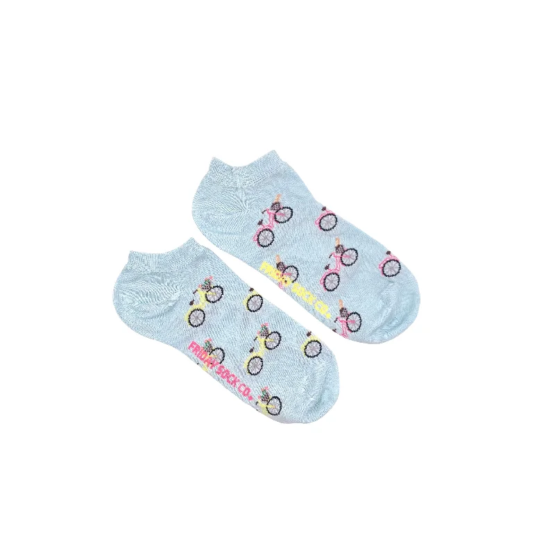 Socks with plaid details-Women's Pink & Yellow Bicycle Ankle Socks