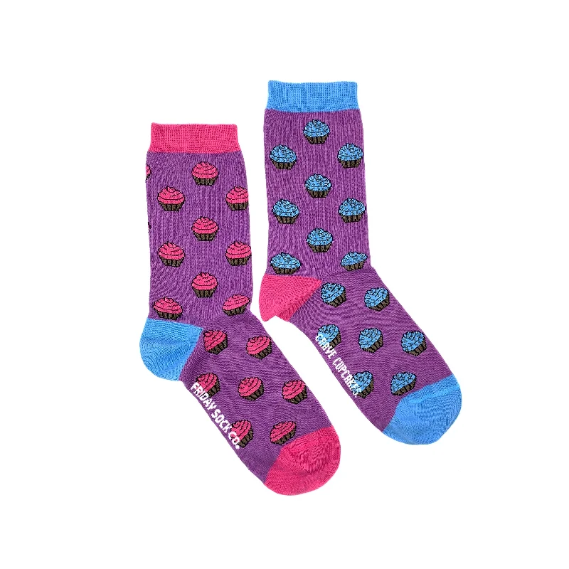 Black silk socks-Women's Purple Crave Cupcake Socks