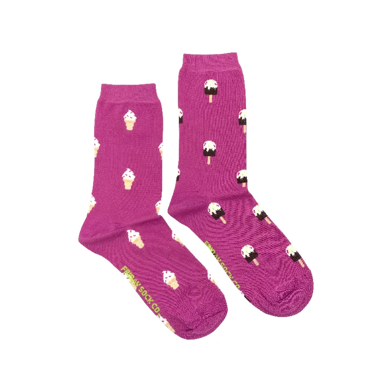 Vintage cotton socks-Women's Purple Ice Cream & Popsicle Socks