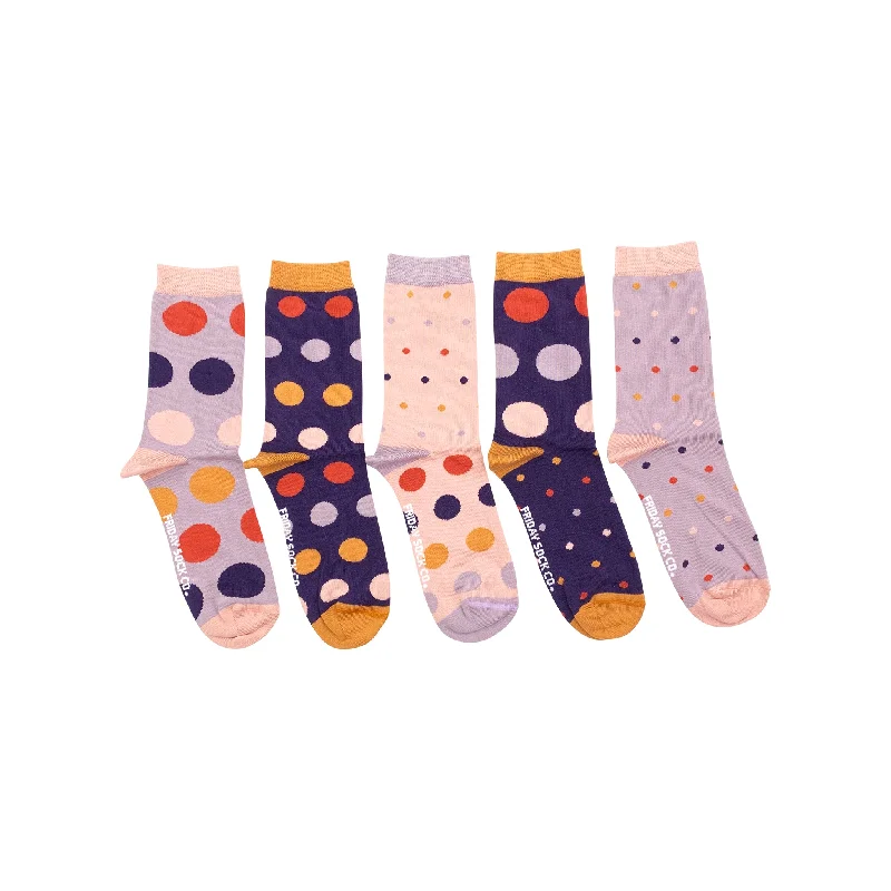 Fall fleece socks-Women's Purple & Orange Polka Dots Lost Sock Laundry Box™