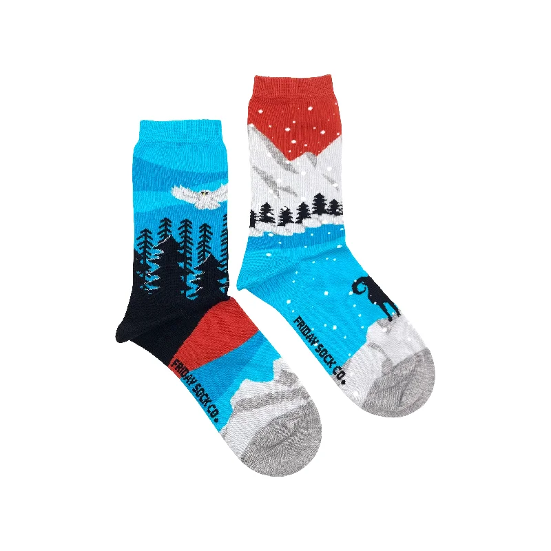 Purple fleece socks-Women's Rocky Mountains Canadian Landscape Socks