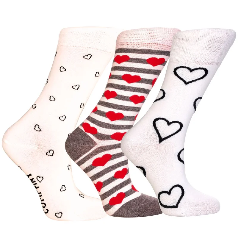 Custom knit socks-Women's Fun Hearts Dress Socks - Organic Cotton, Gift Pack