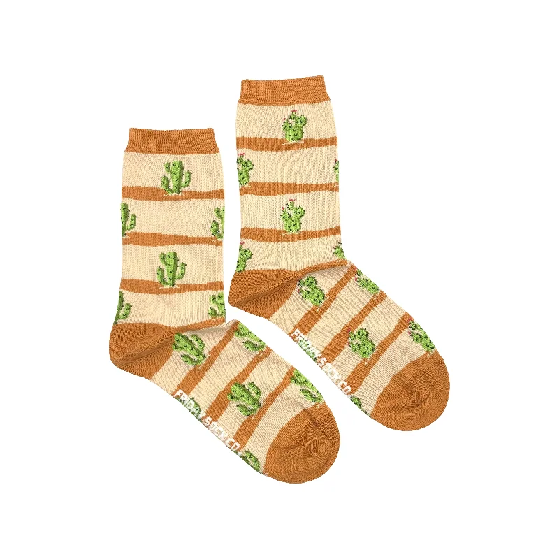 Socks with stripe accents-Women's Striped Cactus Socks