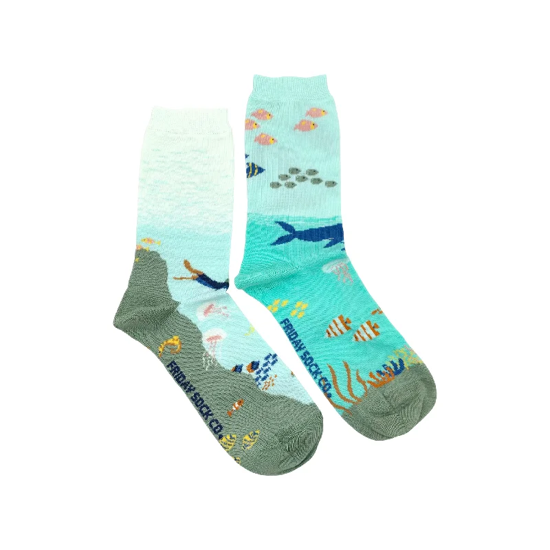 Durable bamboo socks-Women's Underwater Scene Socks