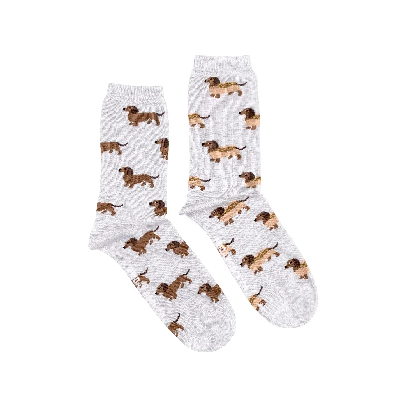 Plaid wool socks-Women's Wiener Dog Hot Dog Socks