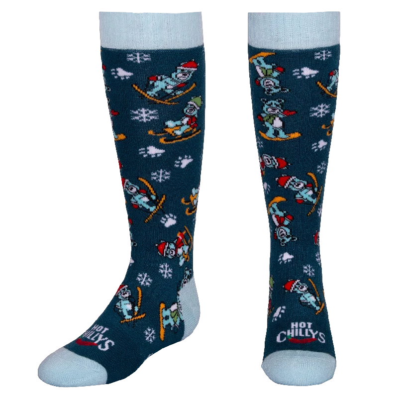 Vintage knit socks-Youth Mid Volume Sock - Snow Bears